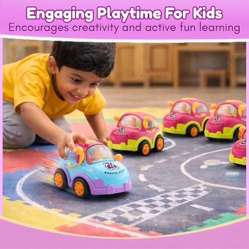 Image of Toy Imagine Kids Friction Car Set Pack of 12 - Push and Go Cars with Moving Bonnet & Driver | Perfect Birthday Return Gifts, Party Favors & Gift Set for Boys & Girls