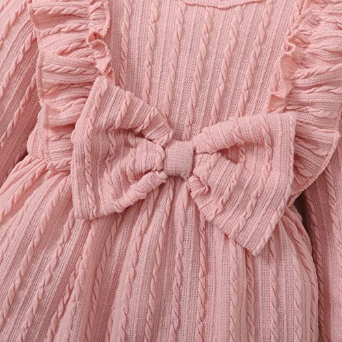 Image of Happy Town Baby Girl Romper Infant Fall Winter Clothes Ruffle Sweater Long Sleeve Bodysuit Jumpsuit and Headband