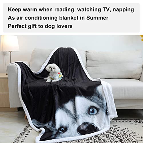 Zevrez Husky Dog Blanket, Cute Husky Gifts Kids Throw Blanket With Dog On It Soft Flannel Blanket Gift For Husky Lovers Boys Girls Sofa Bed(Dog 3, 48"X60") #TOP2