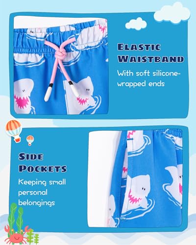 Image of SURF CUZ Boys Swim Trunks with Boxer Brief Liner Toddler Boy Stretch Swimsuit Shorts Quick Dry Swimming Trunks Bathing Suit