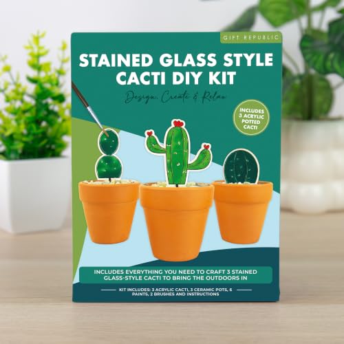 Kit de bricolaje de cactus de vidrieras Gift Republic para pintar decoración acrílica de hogar 2