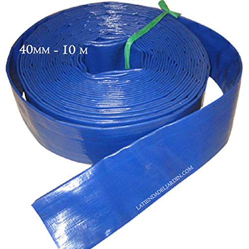 Suinga - Manguera Plana 40Mm 10 Metros Para Descarga De Agua, Poliester Pvc Azul Goma Layflat De Incendios Y Piscinas