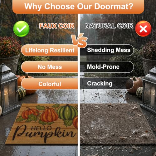 U'Artlines Fall Hello Pumpkin Low Pile Front Door Mat 17"x30" - image 5