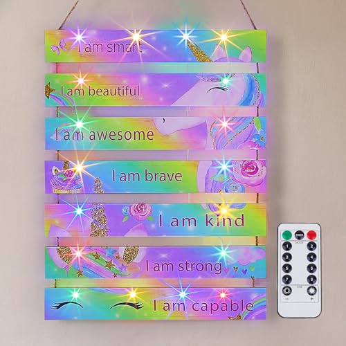 FIOBEE Decoración de niñas para adolescentes con iluminación LED y frases inspiradoras