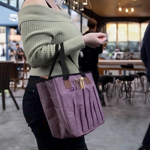 Image of BambooMN JubileeYarn Square Fabric Yarn Storage Tote Bag - Purple - 1 Bag