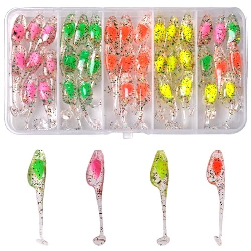 Crappie Jigs Lure Kit, Crappie Lures Crappie Jig Heads Hooks Soft Plastic Fishing Lures Split-Tail...