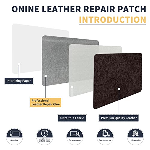 Image of ONine Leather Repair Patch, Leather Repair Tape, 12 x 48 Inches Self-Adhesive Couch Patch, Waterproof, Wear-Resistant, for Furniture, Drivers Seat, Sofas, Car Seats(Dark Brown)