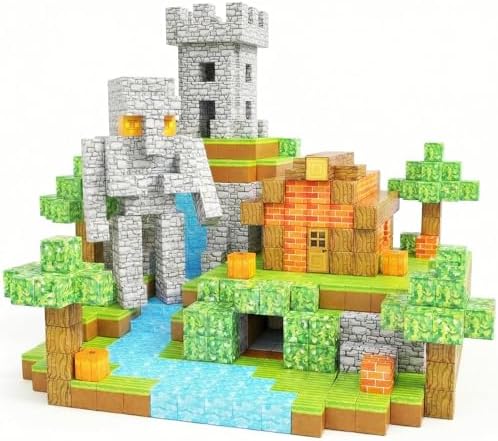 Blocs Magnétiques 150 Pièces – STEM – Château Et Prairie – Aimants Puissants – ABS Sûr – Dès 3 Ans – Cadeau Noël