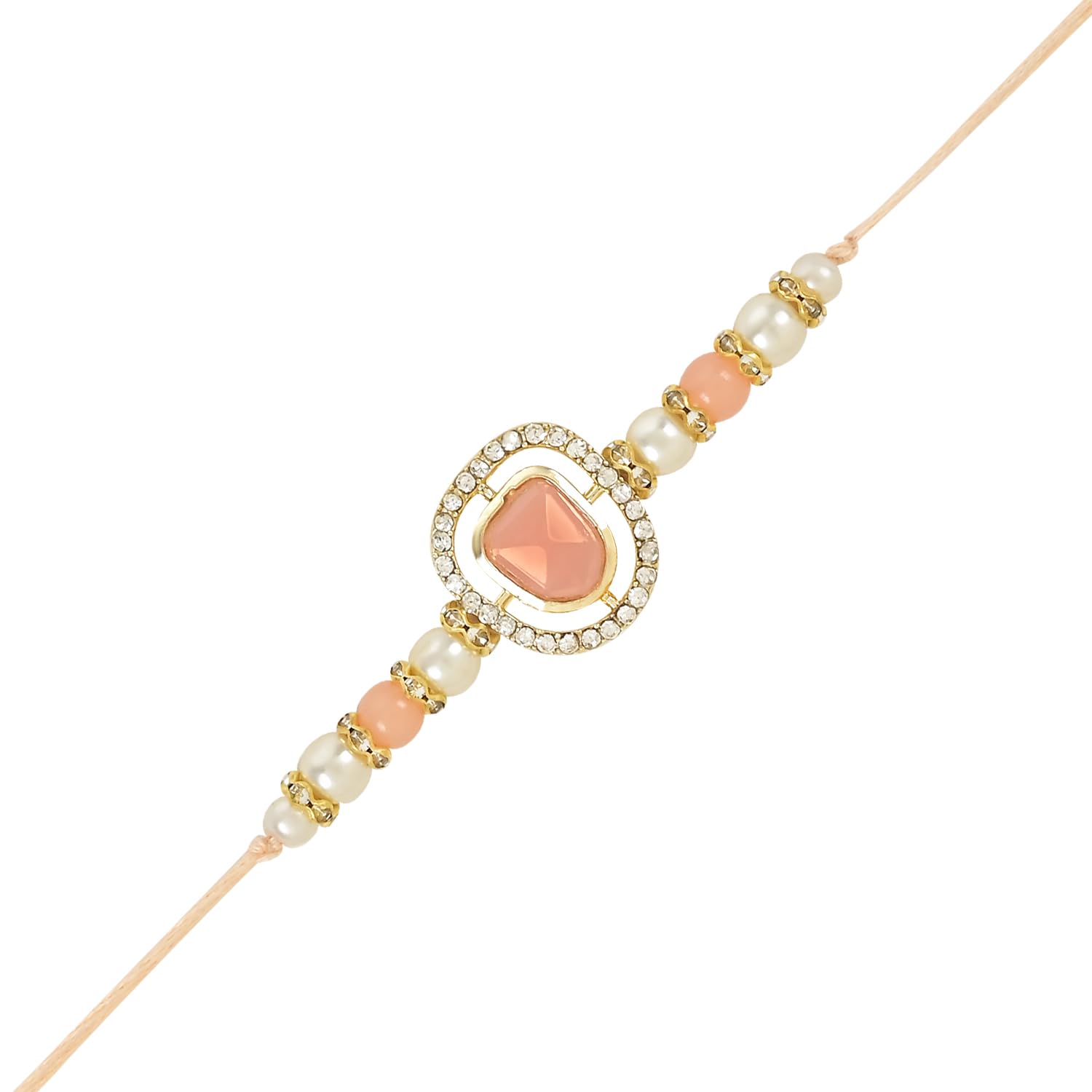 I Jewels Mens Designer Kundan Pearl Rakhi With Roli Chawal & Rakshabandhan Card For Brother/Bro/Bhai (R094Pe) (B0C96PC52K) Amazon Price History, Amazon Price Tracker