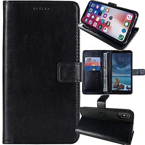 Dingshengk Negro Funda Caso Carcasa Proteccion Cuero Flip Case Cover Soporte para VIENOD V105 1.77"