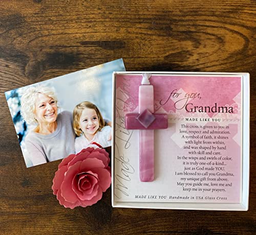 Sentimental-Gift-for-Grandma-from-GranddaughterGrandson-Handmade-in-USA-Glass-Cross-and-Grandma-Poem-Gift-for-Grandmother-for-Mothers-DayChristmasBirthday-Christian-Gift-For-Grandma
