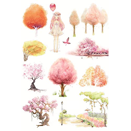 CAOLATOR Mädchen Sticker Blumen Aufkleber Kinder Deko Papier Stickerbögen für Stickerbuch Tagebuch Fotoalbum Notizbuch Kalender Dekoration Scrapbooking Frühling Thema,