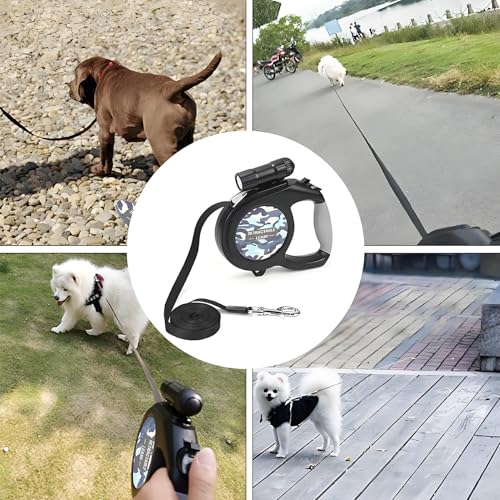 ColdShine 8M Einziehbare Hundeleine Gurt Rollleine für Hunde Einziehbar Gurt Leine Mit Abnehmbarer Taschenlampe rutschfest-Griff für Kleine Große Hunde bis 50kg