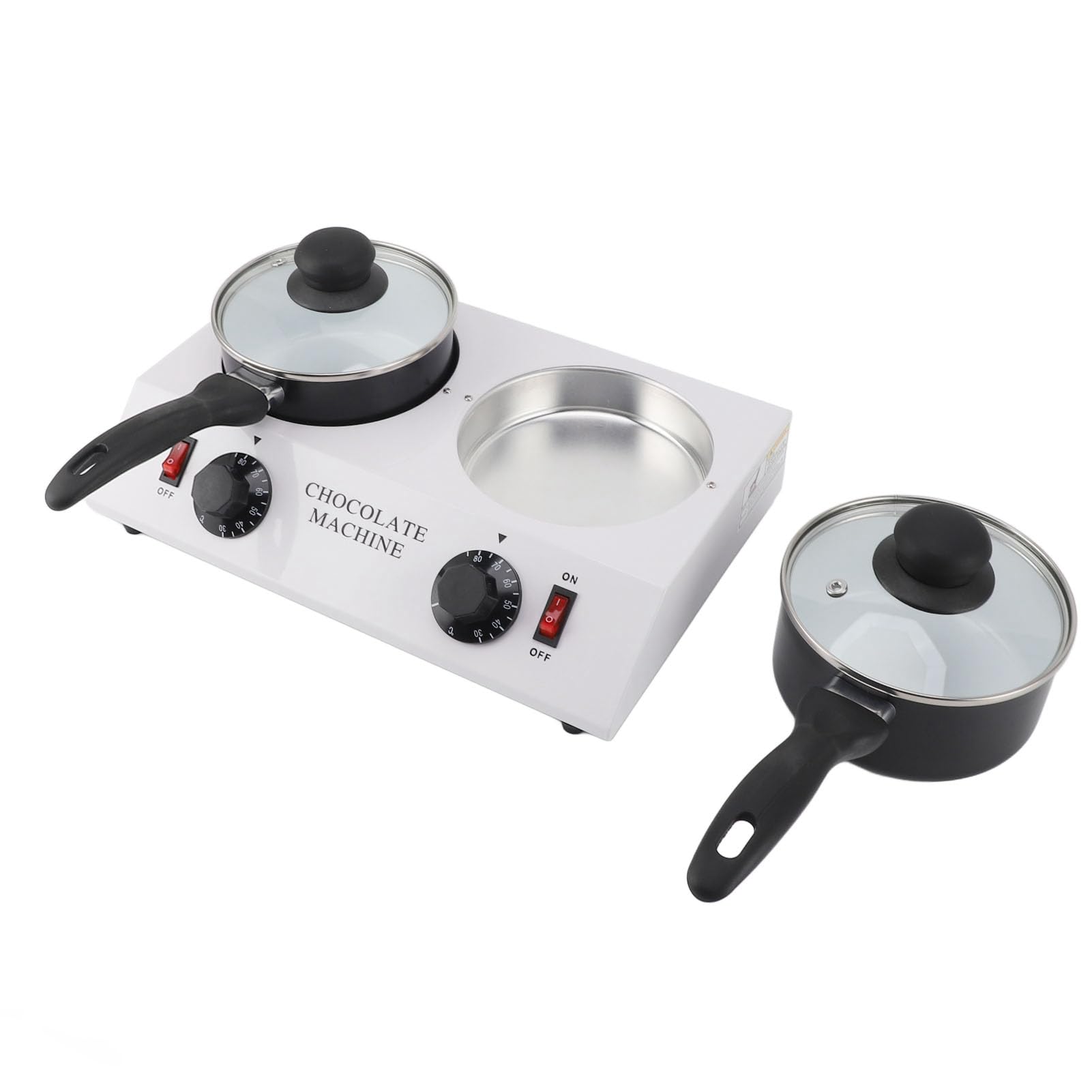 Chocolate Warmer, 2 Tanks Melting Machine Pot Melter with Constant Temperature Aluminum Non Stick Manual 2k for Milk Cream and Heating (US Plug 110V)