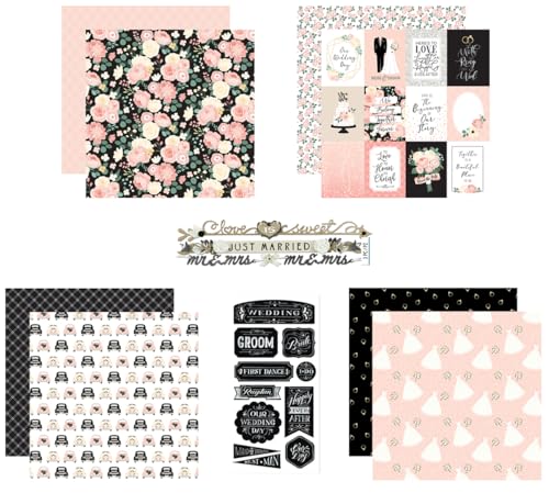 Wedding Scrapbook Paper 12x12 Inch Cardstock - Double Sided Wedding