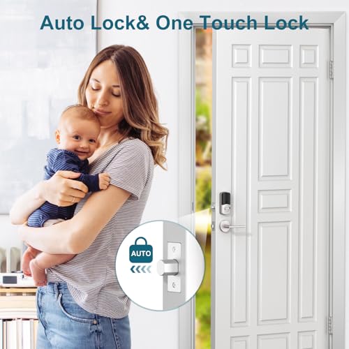 Image of Smart Keyless Entry Door Lock - SMONET Fingerprint Electronic Deadbolt Touchscreen Keypad Biometric Digital Bluetooth Door Lock Smart Deadbolt Compatible with Alexa for Homes and Hotel Silver