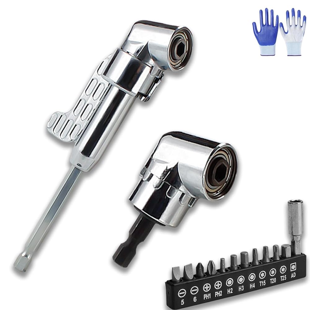 Ijsdnvjndx As Shown Power Screwdriver Socket Adapter 105 Degree Right Angle Drill Adapter, Right Angle Head Drill Driver Extension Bit