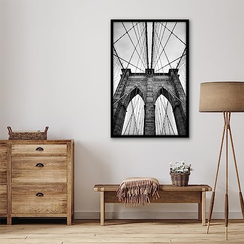 Americanflat 22x34 Poster Frame with Polished Plexiglass - Streamline Collection - Thin Border Picture Frame for Wall Display - Hanging Hardware Included - Black