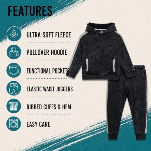 Image of Volcom Infant Toddler Baby Boys Joggers Set - 2 Piece Fleece Pullover Hoodie and Jogger Pants Activewear Set (Sizes: 12M-7)