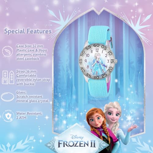 Disney Frozen Kids' Plastic Time Teacher Analog Quartz Nylon Strap Watch4