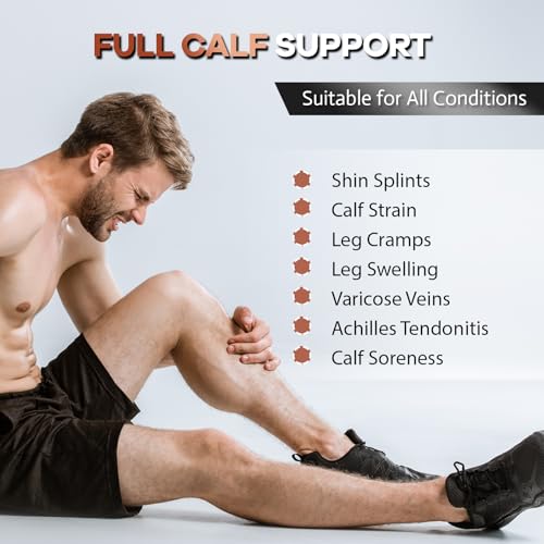 Image of Copper Calf Compression Sleeves for Men Women, Shin Splint Relief, Grip