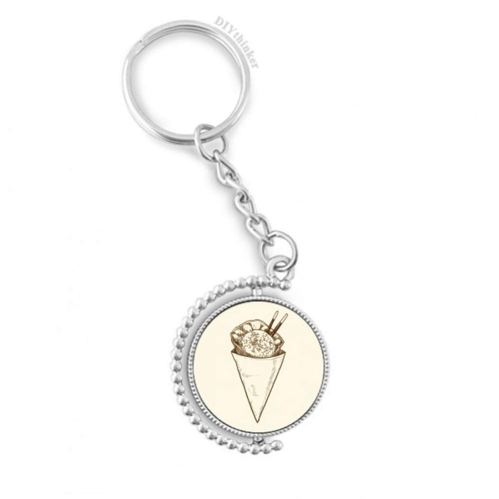 Chopsticks cône de crème glacée rotatif key ring chain multicolore
