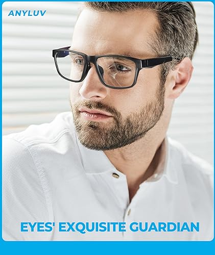 Image of ANYLUV Blue Light Blocking Glasses for Men Women Lightweight Computer Gaming Glasses Anti Eye Strain Rectangle Frame