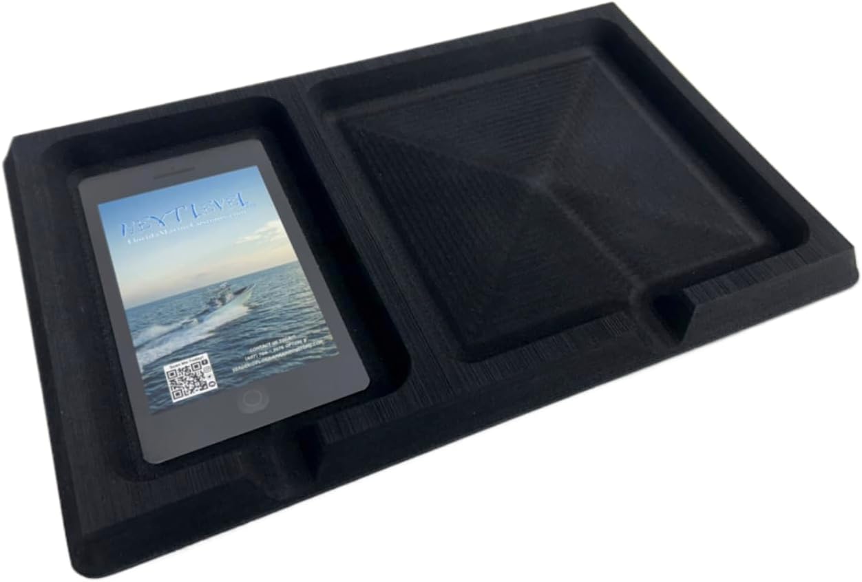 | SeaDek | 20mm Double Dash for Boat | Foam Cell Phone & Accessories Boat Dash | Adhesive Backing | Separate Compartments for Phones & Fishing/Boating Tools | Black