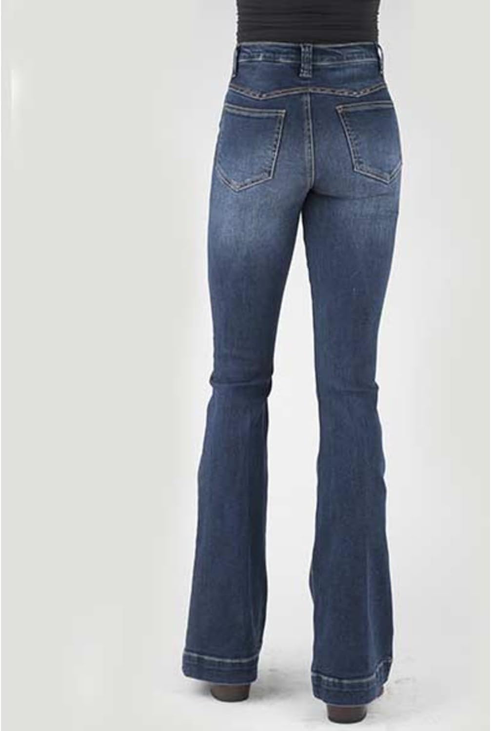 Stetson Women's 921 Medium Wash High-Rise Yoke Flare Jean Blue 2 34