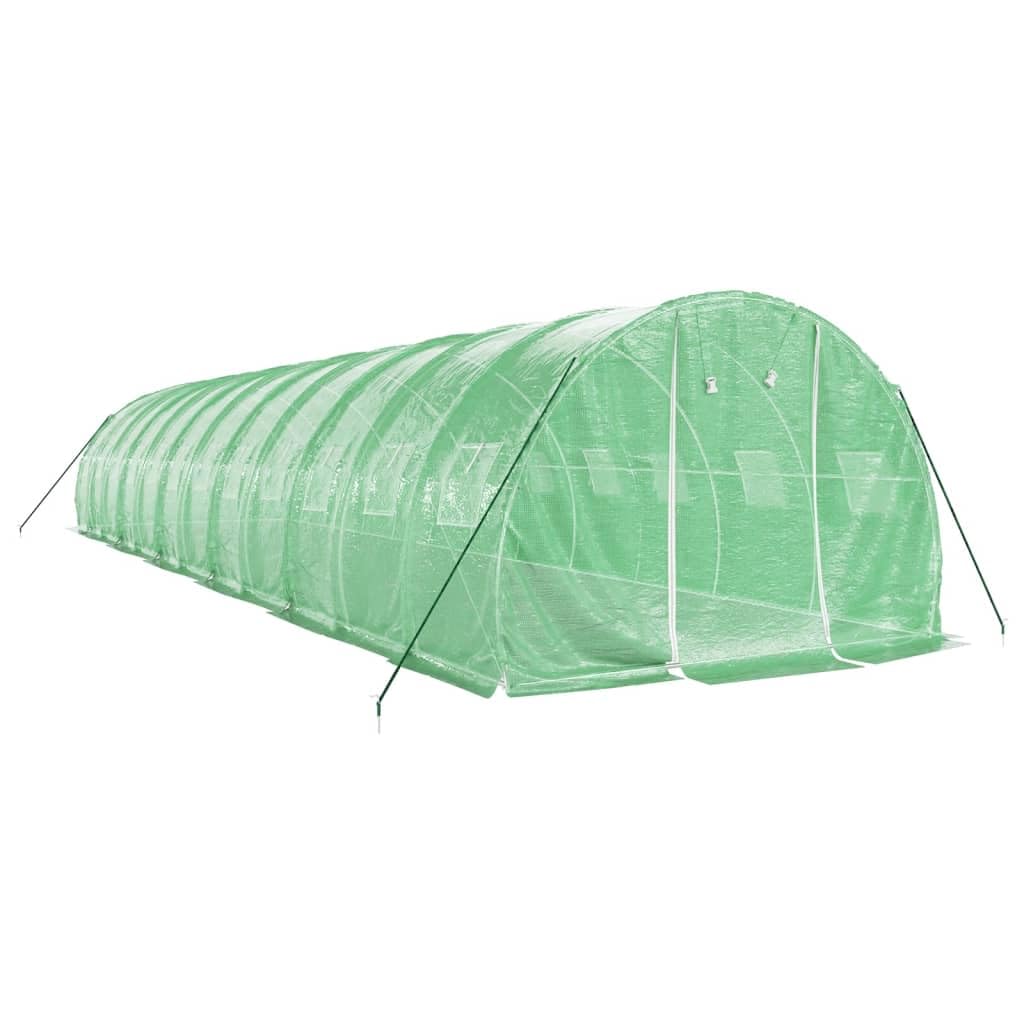 Homgoday Invernadero con Estructura de Acero Verde 36 m² 12x3x2 m, Invernadero Caseta Jardín Terraza Plantas Semilla Cultivo Huerto Verduras Cubierta Casero