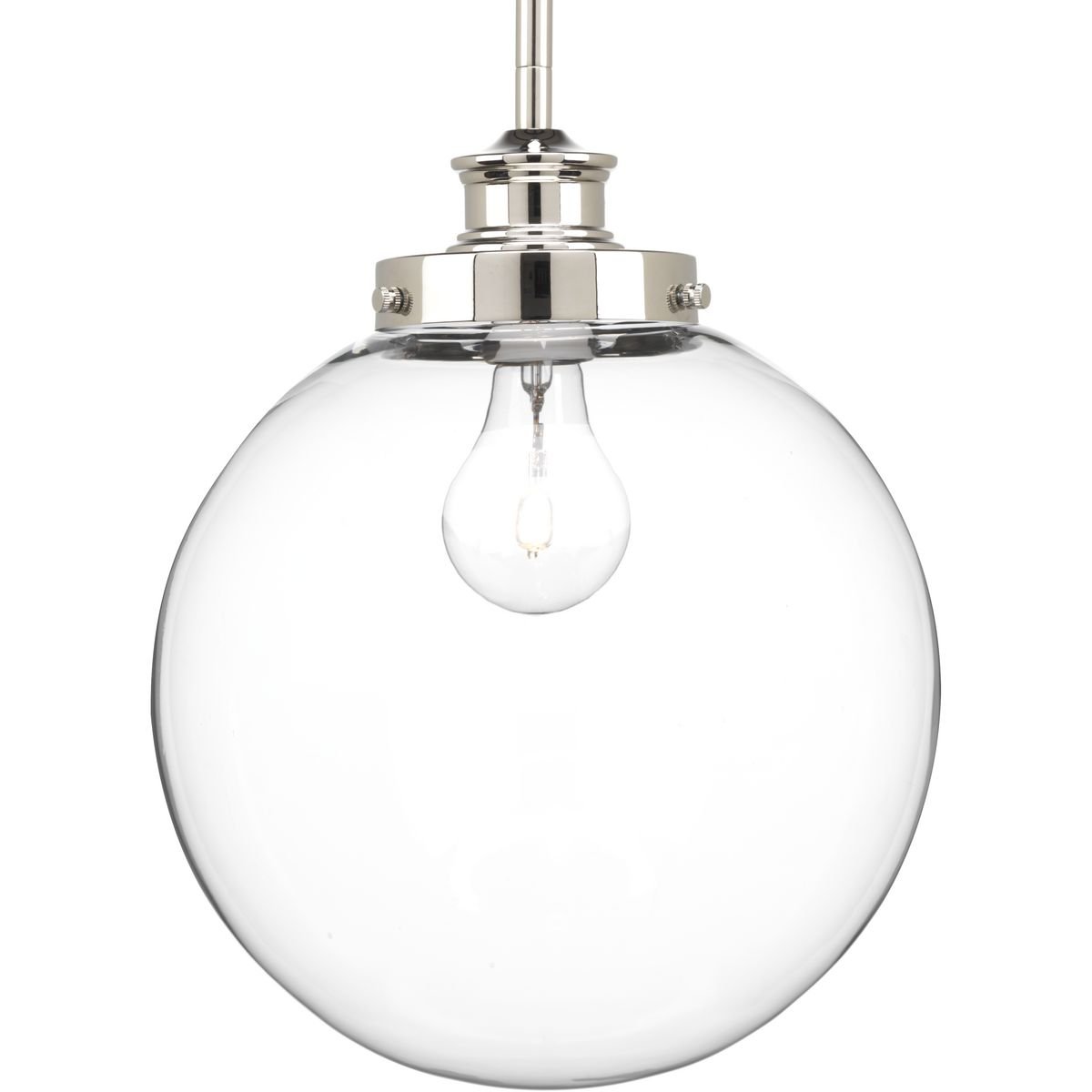 Photo 1 of Penn Collection 1-Light Clear Glass Farmhouse Pendant Light Polished Nickel