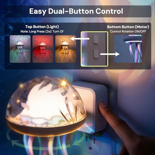 Image of L LOHAS LED Night Lights Plug Into Wall, 2 Pack Night Lights Jellyfish Projector with Dusk to Dawn Sensor, 180Dynamic Rotating Night Light for Kids Adults Teen Girl Gifts Room Decor