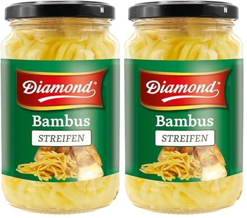DIAMOND Tiras de bambú, vegetal asiático en conserva, adecuado para platos wok, bajo en carbohidratos - 6 x 330 g (Paquete de 2)