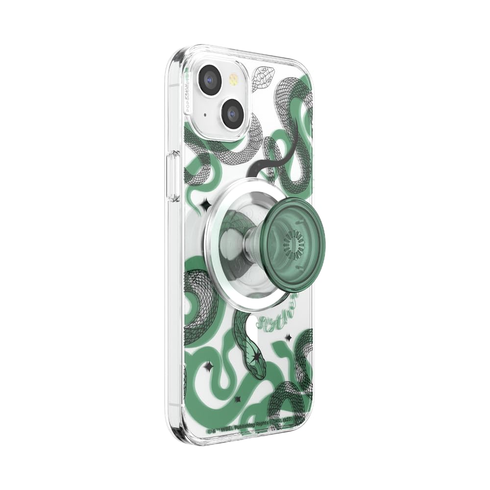 PopSockets iPhone 15 Plus Case with Round Phone Grip Compatible with MagSafe, Phone Case for iPhone 15 Plus, Wireless Charging Compatible, Harry Potter - Slytherin
