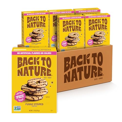 Image of Back to Nature - Fudge Striped Cookies - Made with Quality Ingredients like Wheat Flour - Vegan and Non-GMO - Seriously Tasty Snack - 5.5 Ounce (Pack of 6)