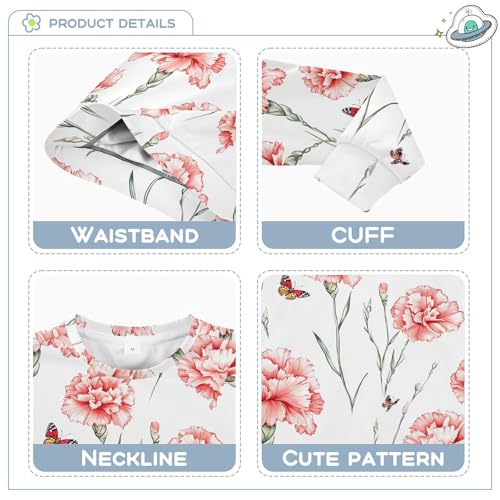 JUNZAN Sweet Carnation White Kids Girls Sweatshirts Hoodies Fleece Boys Sweat Shirt Sports 4T3