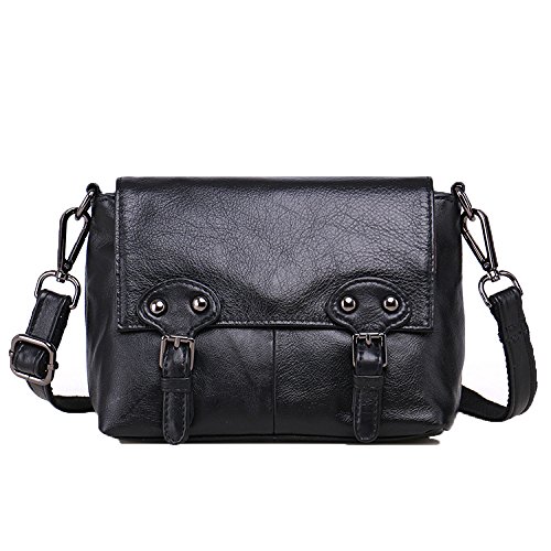 Sac manuel messager en cuir véritable noir pour organiser vos essentiels avec style