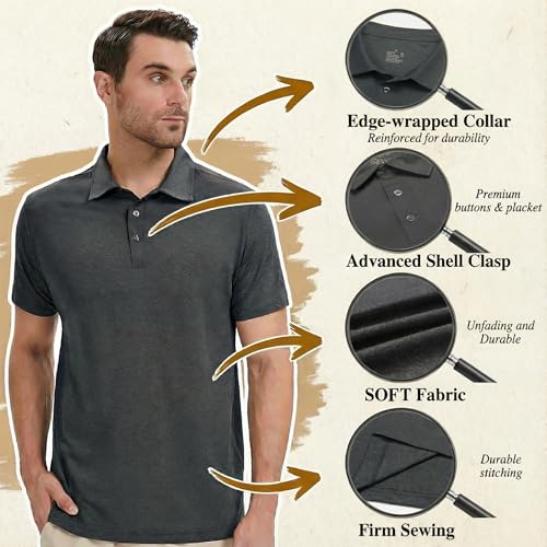 Image of TELALEO 4 /5 Pack Mens Polo Shirts Quick Dry Short Sleeve Golf T Shirt Performance Moisture Wicking Casual Workout