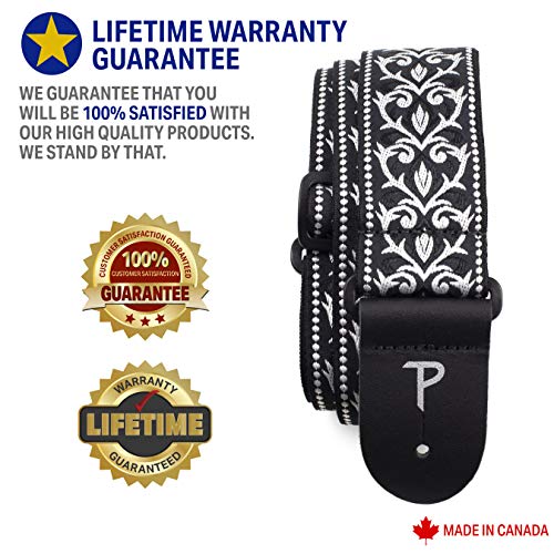 Perris PTWS6724 Sangle pour Guitare Jacquard Noir/Blanc Tribal - Les Beatles, Paul McCartney, John Lennon, RIngo Starr, George Harrison Perris PTWS6724 Sangle pour Guitare Jacquard Noir/Blanc Tribal – Image 4