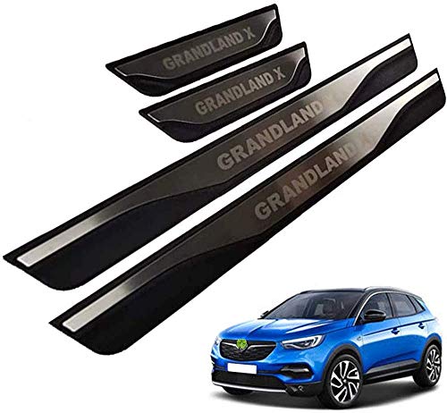 Acero Inoxidable Placa de Decoración Estribos Desgaste Alféizar Puerta para Opel Grandland X A18 2017 2018 2019, Protector Umbral Pasos Pedal Coche Antiarañazos Accesorios