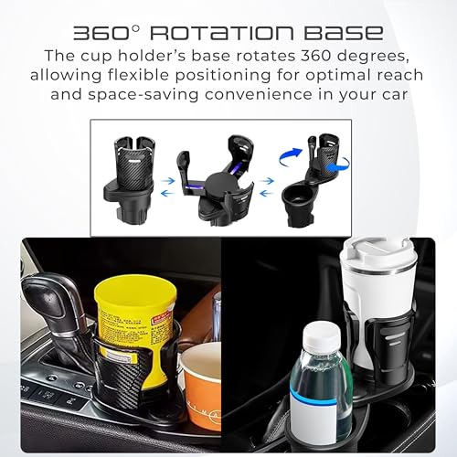Image of Robustt Dual Car Cup Holder Expander with Adjustable Base, 360 Degree Rotatable Base, Upgraded Expandable Cup Holder Expander for Car, 2 in 1 Multifunctional Automotive Cup Holder Extender (Pack of 2)