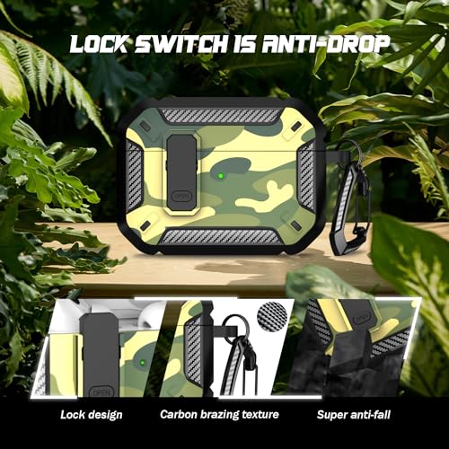 Image of RFUNGUANGO AirPods Pro 2 Case with Lock Magnetic Lid MagSafe, Rainforest