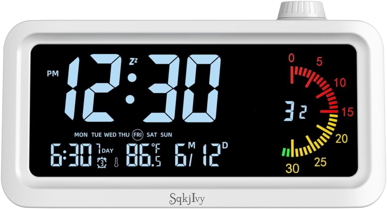 Visual Alarm Clock Timer with 4-Color Countdown Timer, LCD Display, Temperature Date, Silent Operation, 3 Alarms, Snooze, Type-C Charging for Kids Studying/Office/Sleeping/Cooking(Colorful)