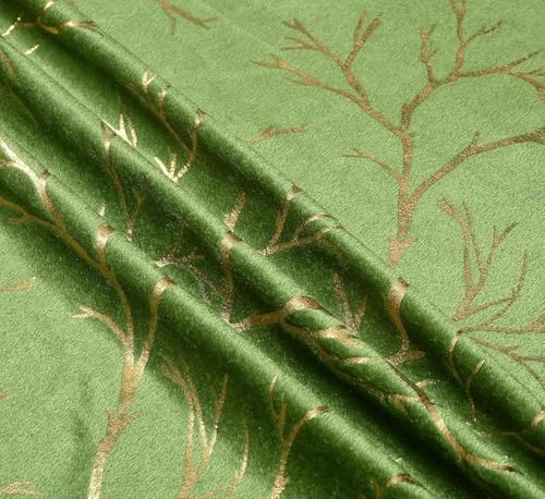 Image of Curtains 9 Feet Long for Living Room - Long Door & Window Curtain Set 1 Pcs Panel, Velvet Blackout & Stylish Parda for Home Decor & Office Green Colour 9 feet -1 pcs