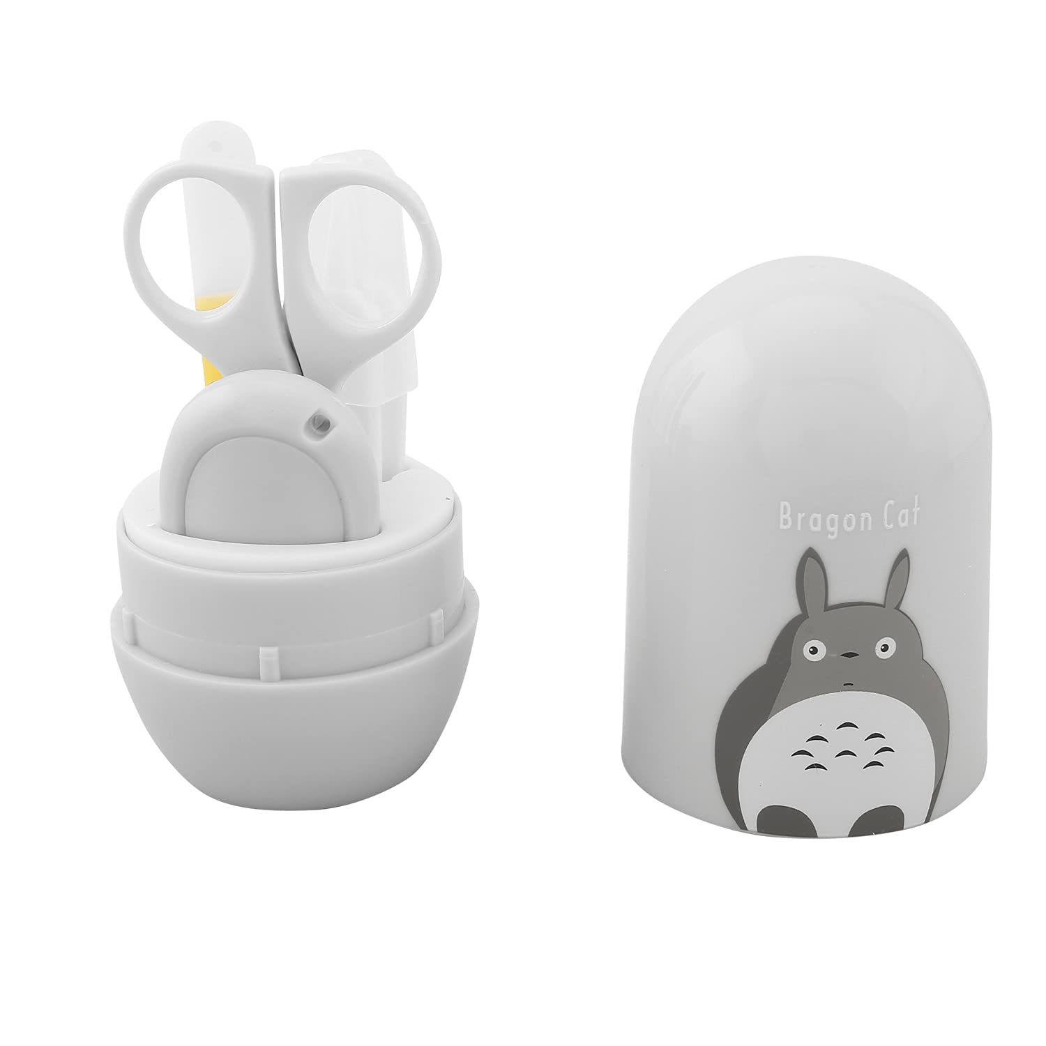 BabyMoo lazy Cat -4 In1 Nail Grooming Kit For Baby Manicure Set For New Born Baby,Toddlers And Kids With Nail Cutter,Tweezer,Nail Filer,Ear Pick,And Scissorsage(0-36 Months)-Grey-image-10