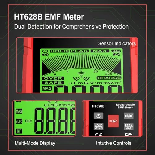 Medidor EMF 3 en 1, detector de campo electromagnético miniatura 2