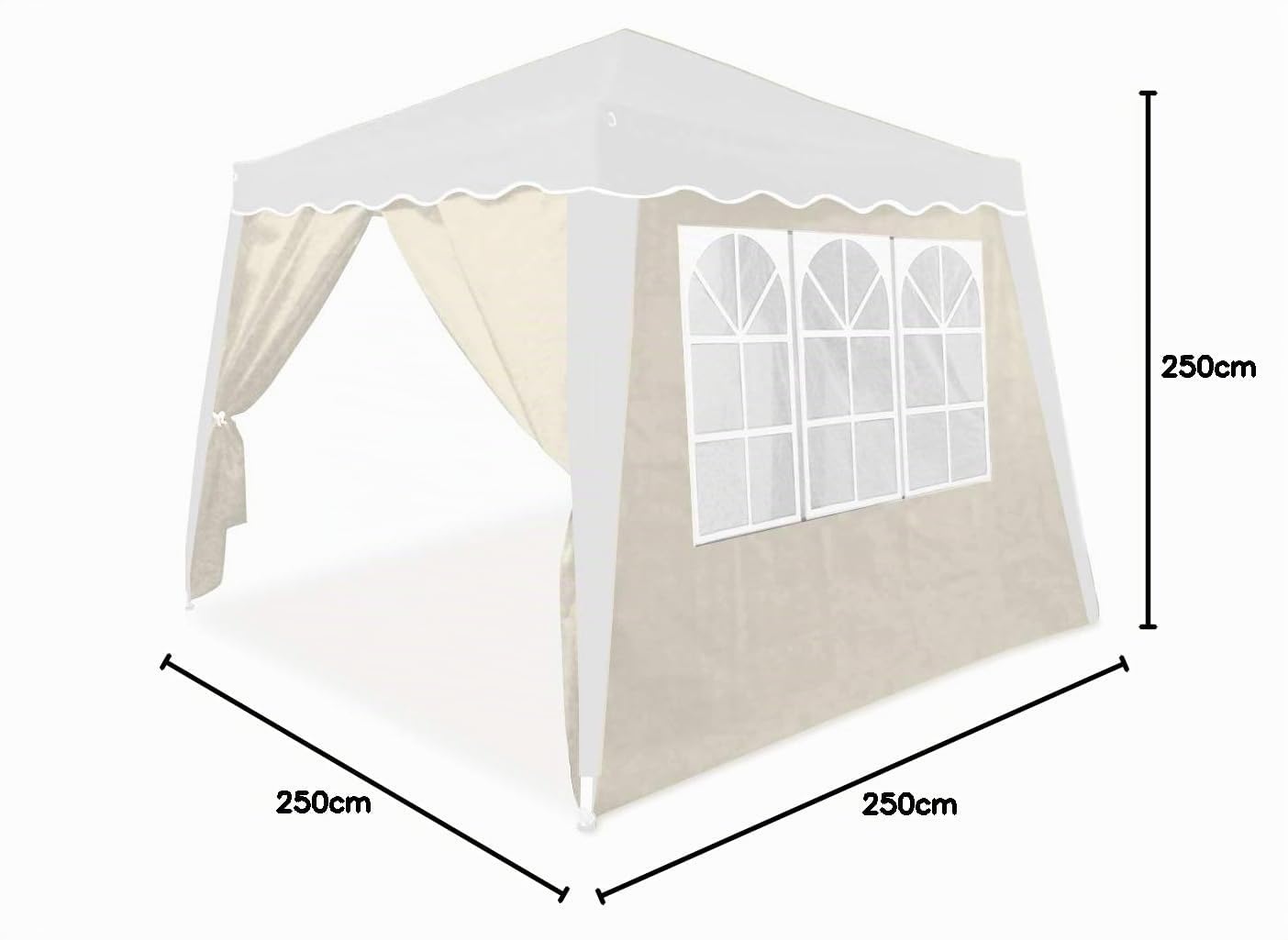 CASARIA® 2X Seitenteil für Pavillon 3x3m Wasserdicht mit Fenster mit Reißverschluss Garten Seitenwand Abdeckplane Faltpavillon Pop Up Stabil Beige