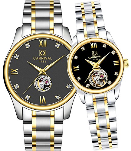 Carnival WO-WAT-190 Whatswatch Carnival His Or Hers Automatic Mechanical Couple Watch Men And Women Gift Set Of 2 cover