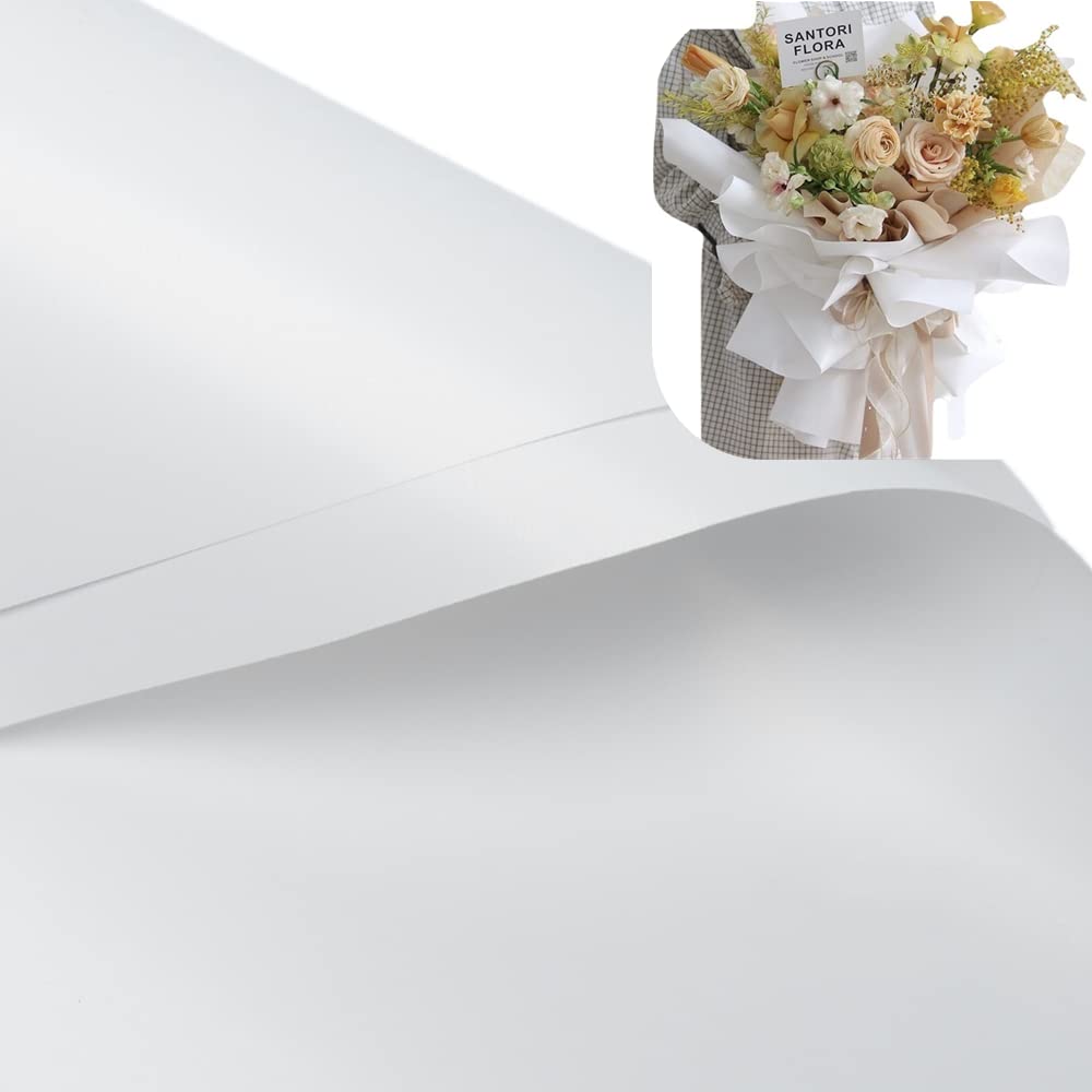 XICHEN 20 Sheets/Korean style waterproof Colors Flower Wrapping Paper,Florist Bouquet Paper,DIY Crafts,gift wrapping paper ouya paper58 x 58cm/22.8x 22.8 inch (White)
