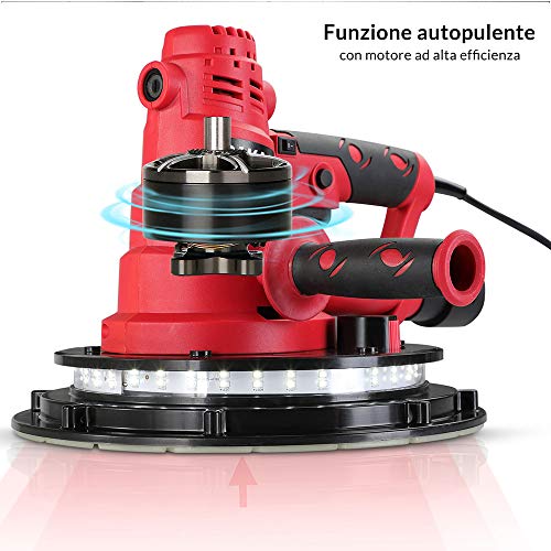 Bakaji Wandschuurmachine, plafondschuurmachine, gipsplaat, 800 W, vermogen 770-2100 rpm, automatische stofafzuiging met… - Afbeelding 5